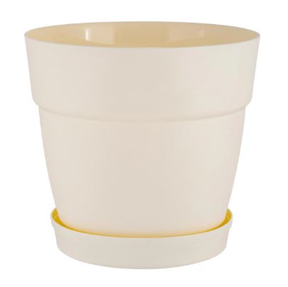 Горшок для цветов InGreen Villa de Fiori с фиксируемым поддоном 4л, D200мм, белоснежный жасмин